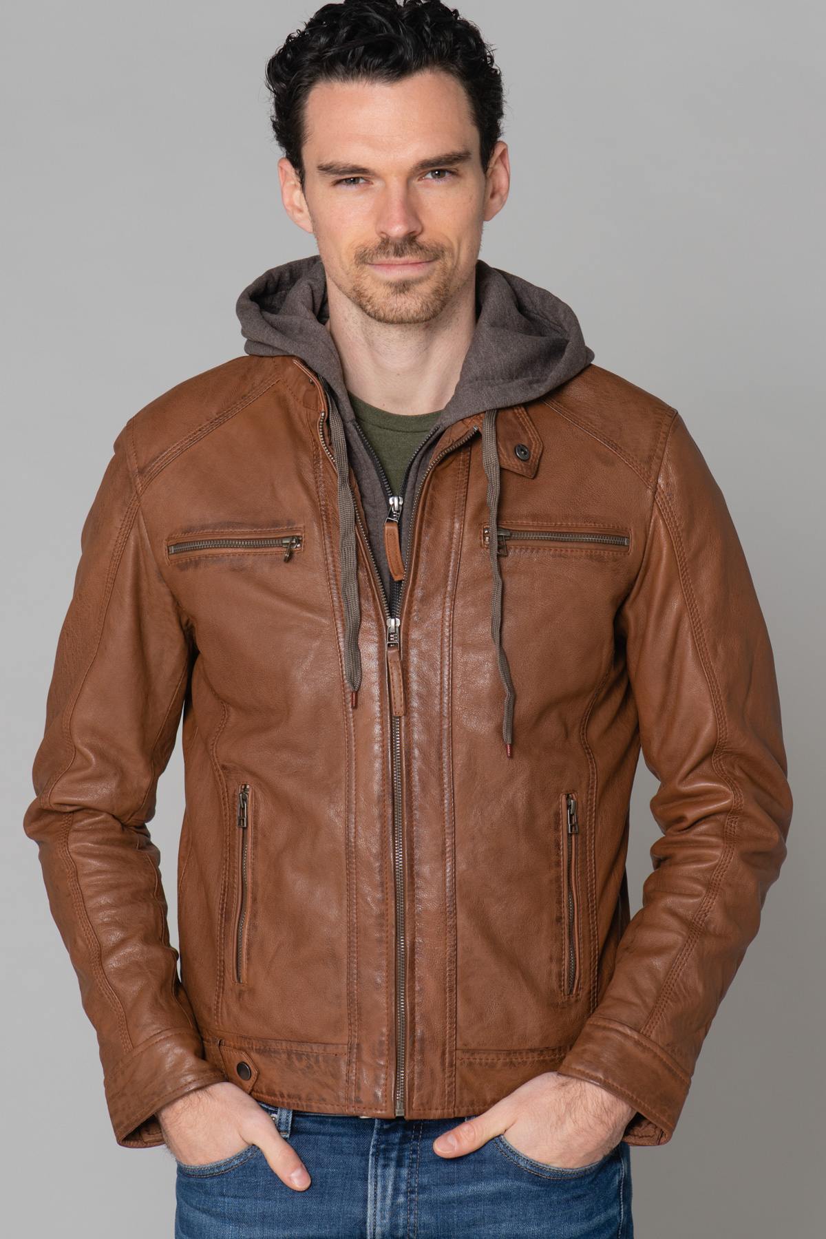 Brown jacket with removable hood - Image n°12