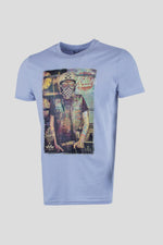 Sky blue biker tattoo t-shirt - Image n°1