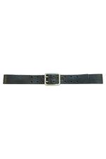 Black leather belt with 2-hole buckle - Image n°1