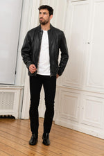 Gipsy's sheep leather jacket with natural patina and moto collar. - Image n°5