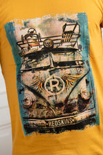Dark yellow vintage van pattern t-shirt - Image n°4
