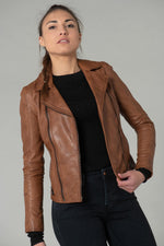 Brown leather Biker Jacket - Image n°4