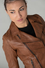 Brown leather Biker Jacket - Image n°8