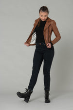 Brown leather Biker Jacket - Image n°2