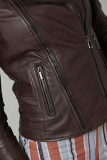 Dark brown motorcycle-style Biker Jacket - Image n°9