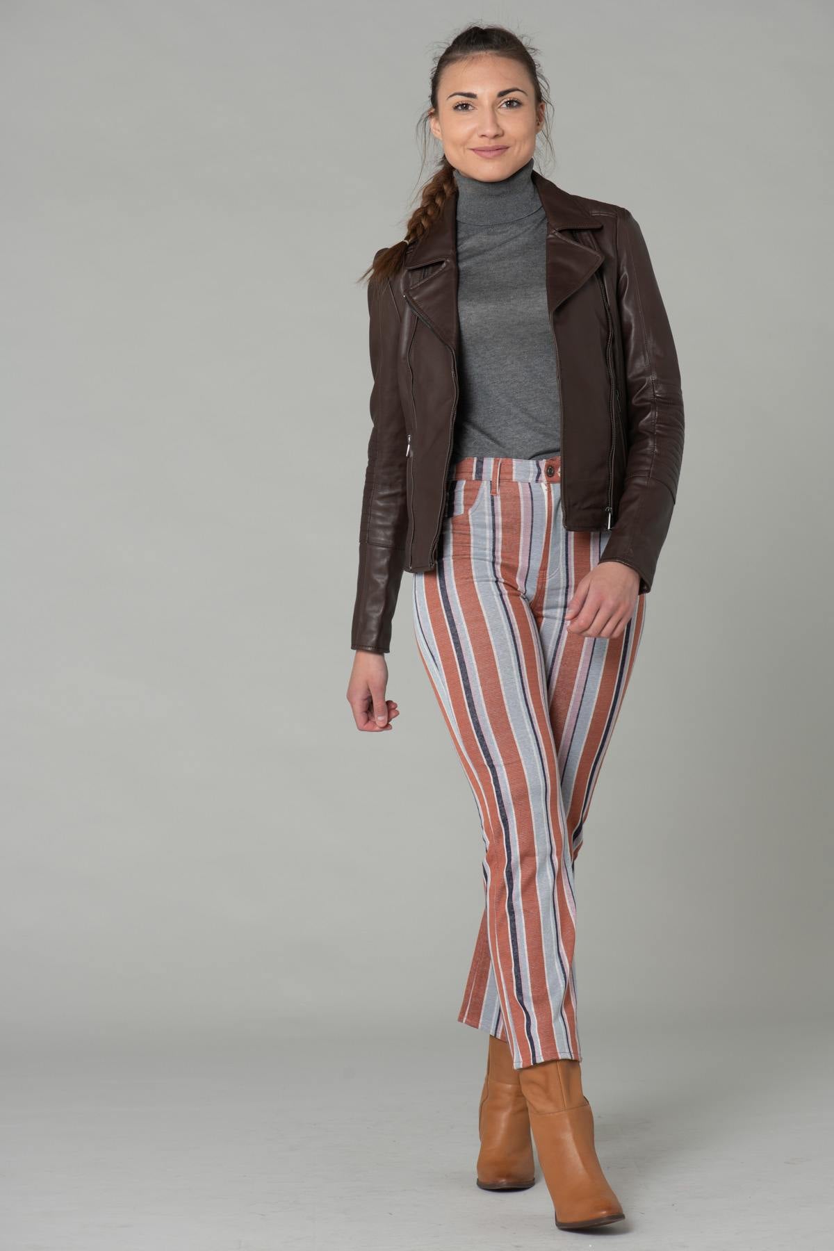 Dark brown motorcycle-style Biker Jacket - Image n°2