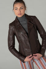 Dark brown motorcycle-style Biker Jacket - Image n°4