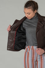 Dark brown motorcycle-style Biker Jacket - Image n°5