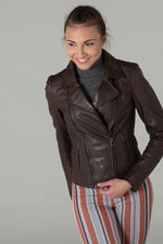Dark brown motorcycle-style Biker Jacket - Image n°7