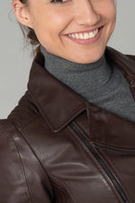 Dark brown motorcycle-style Biker Jacket - Image n°10