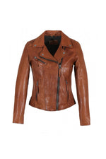 Oakwood's whisky lambskin biker jacket: slim fit, metallic accents. - Image n°8