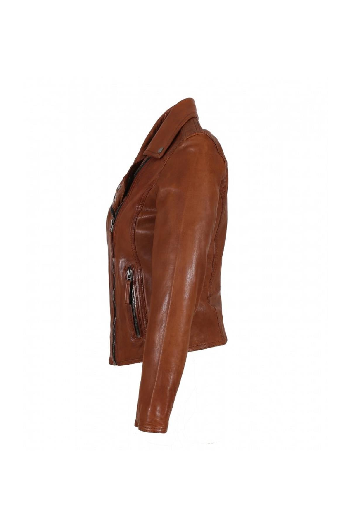 Oakwood's whisky lambskin biker jacket: slim fit, metallic accents. - Image n°9