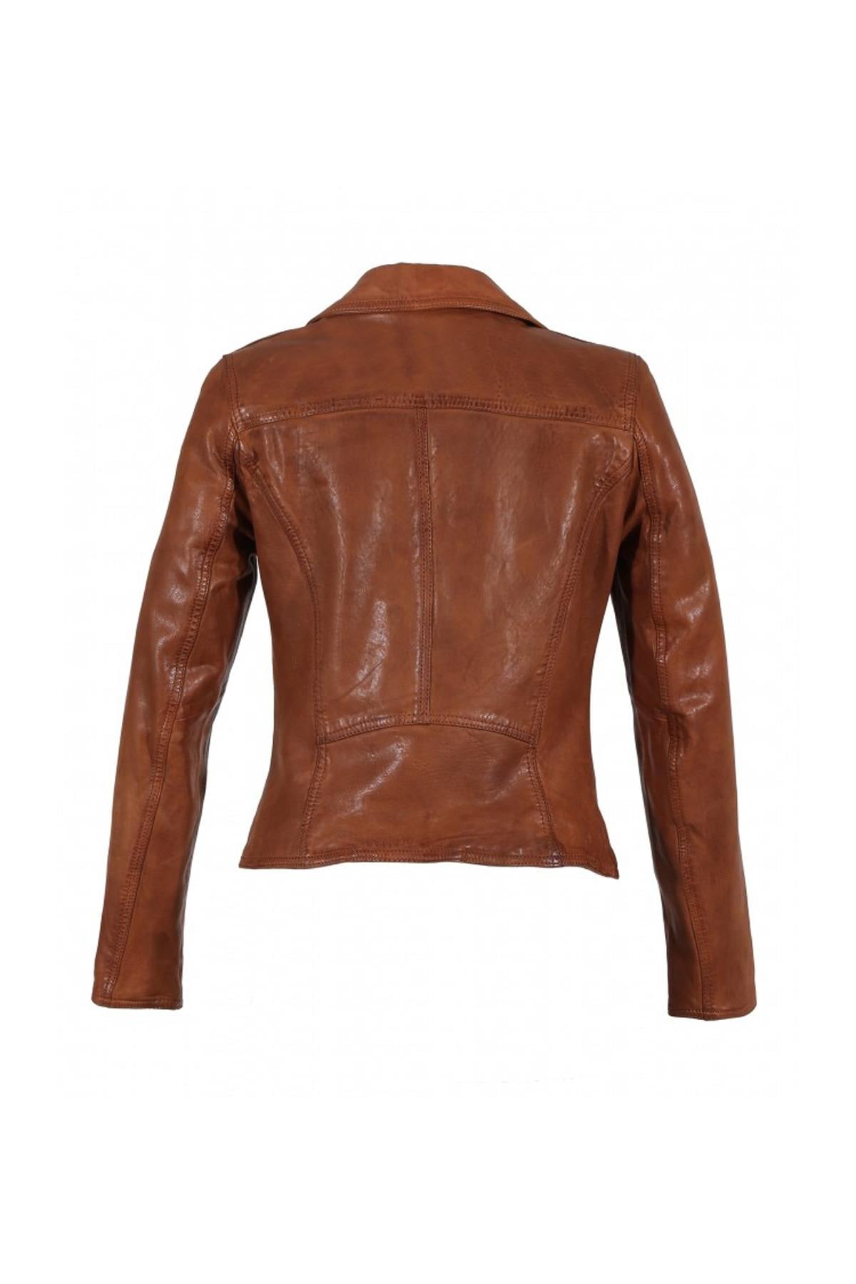 Oakwood's whisky lambskin biker jacket: slim fit, metallic accents. - Image n°10