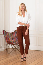 Brown suede leather pants - Image n°6