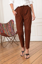 Brown suede leather pants - Image n°1