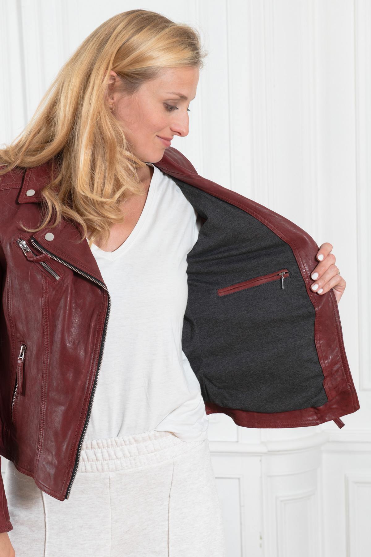 Fire red Biker Jacket for women - Image n°3