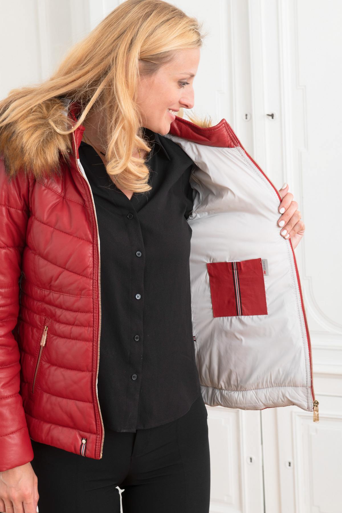 Quilted sheepskin jacket: warmth, style, and a sleek matelassé finish. - Image n°5