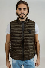 Khaki sleeveless down jacket - Image n°1