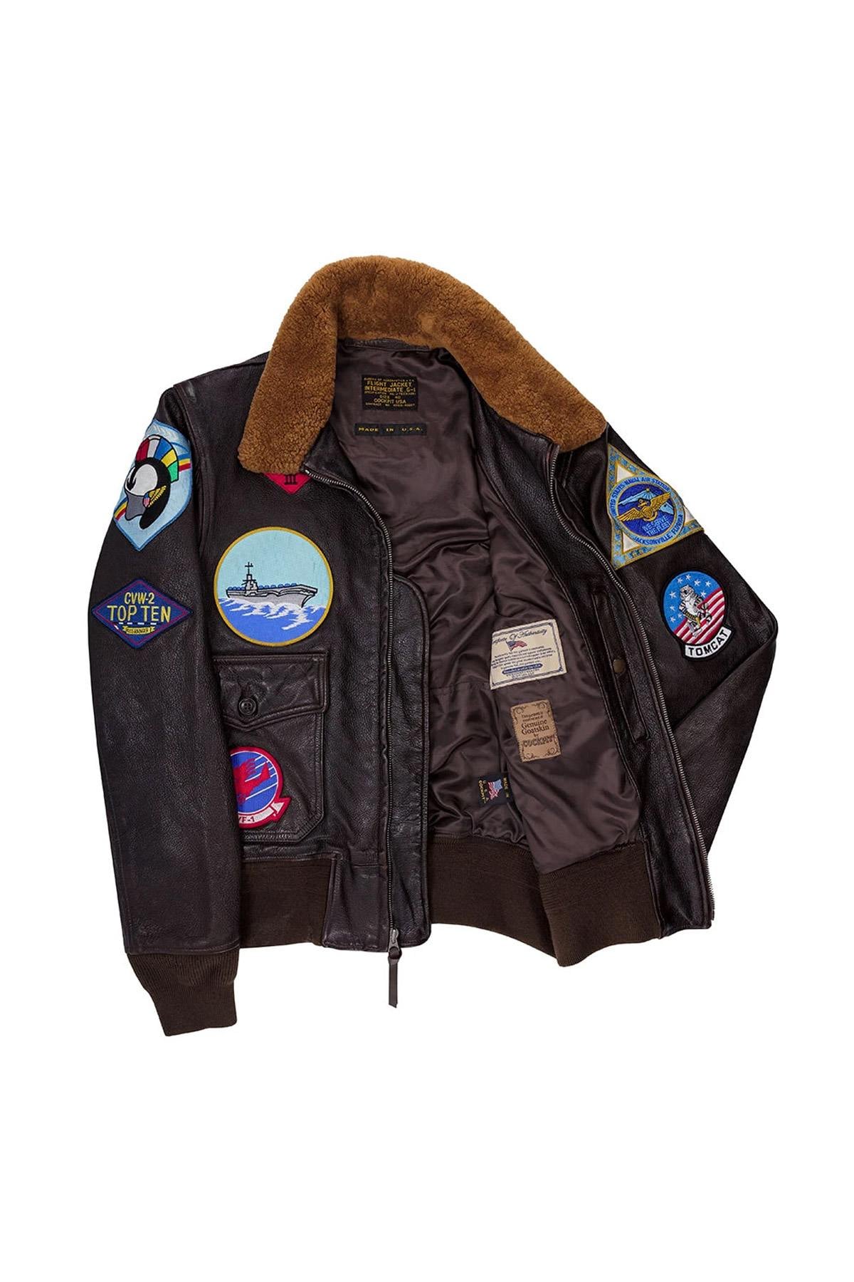 *Top Gun* G-1 jacket: goatskin leather, shearling collar, 17 patches. - Image n°5