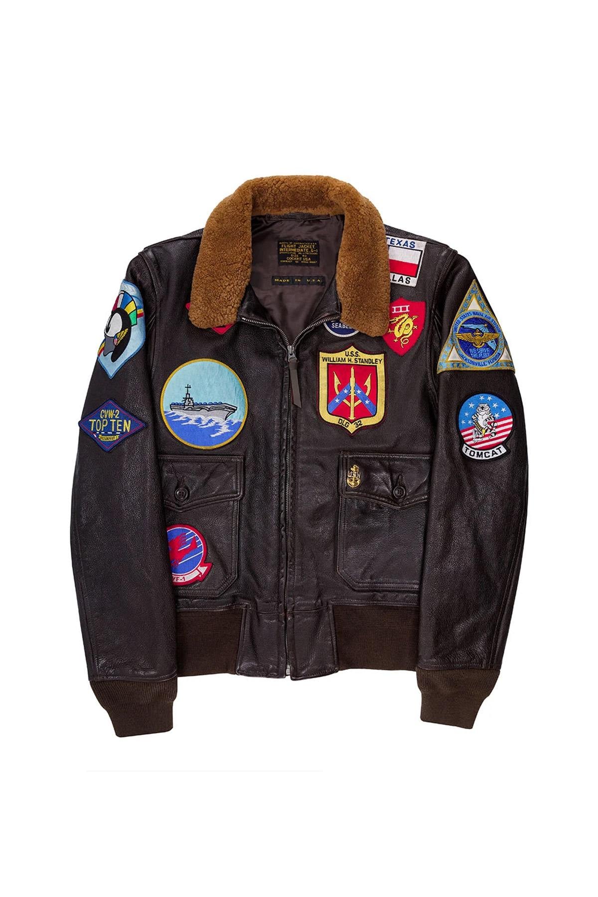 *Top Gun* G-1 jacket: goatskin leather, shearling collar, 17 patches. - Image n°3