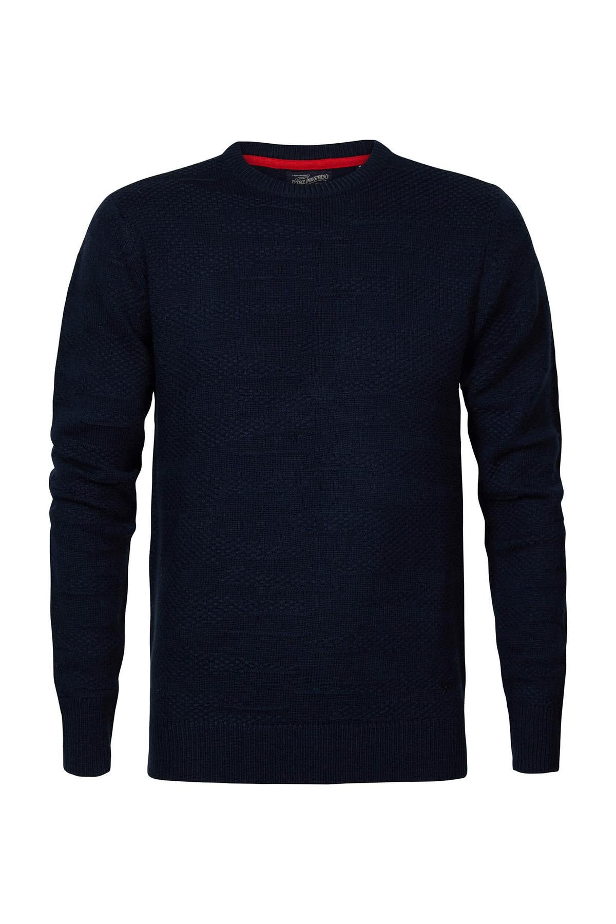 Navy blue round neck sweater - Image n°6
