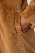 Coffee-colored faux fur jacket - Image n°9