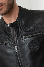 Men's black leather jacket - Image n°7
