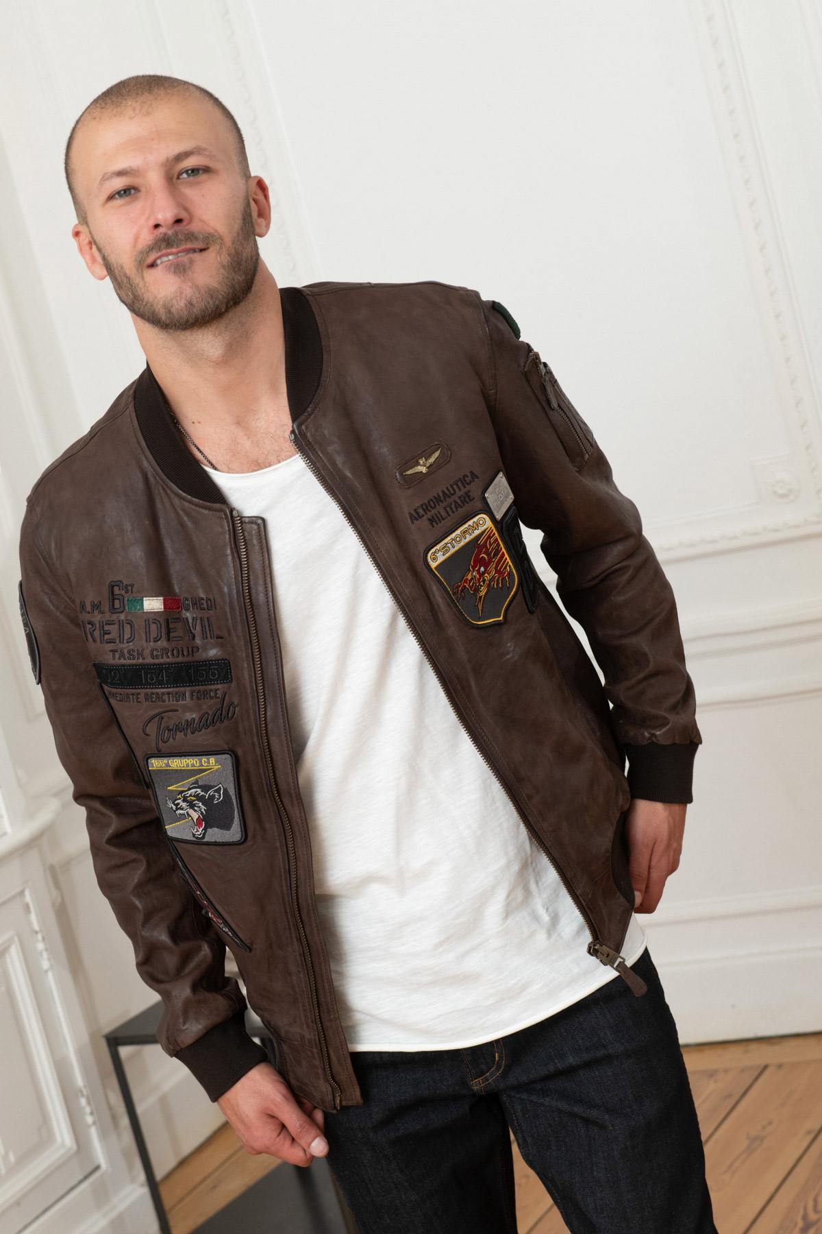 Italian military bomber in genuine leather - Image n°3