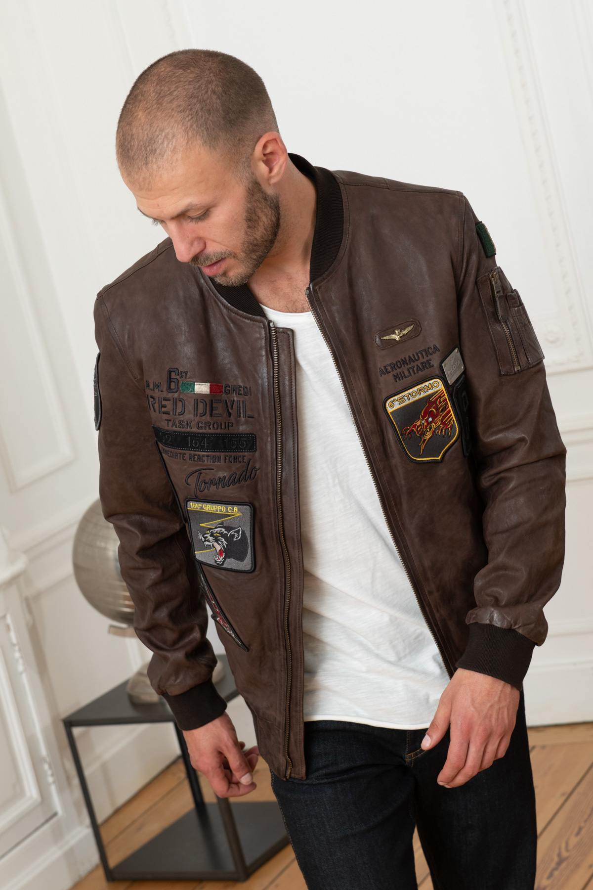 Italian military bomber in genuine leather - Image n°4