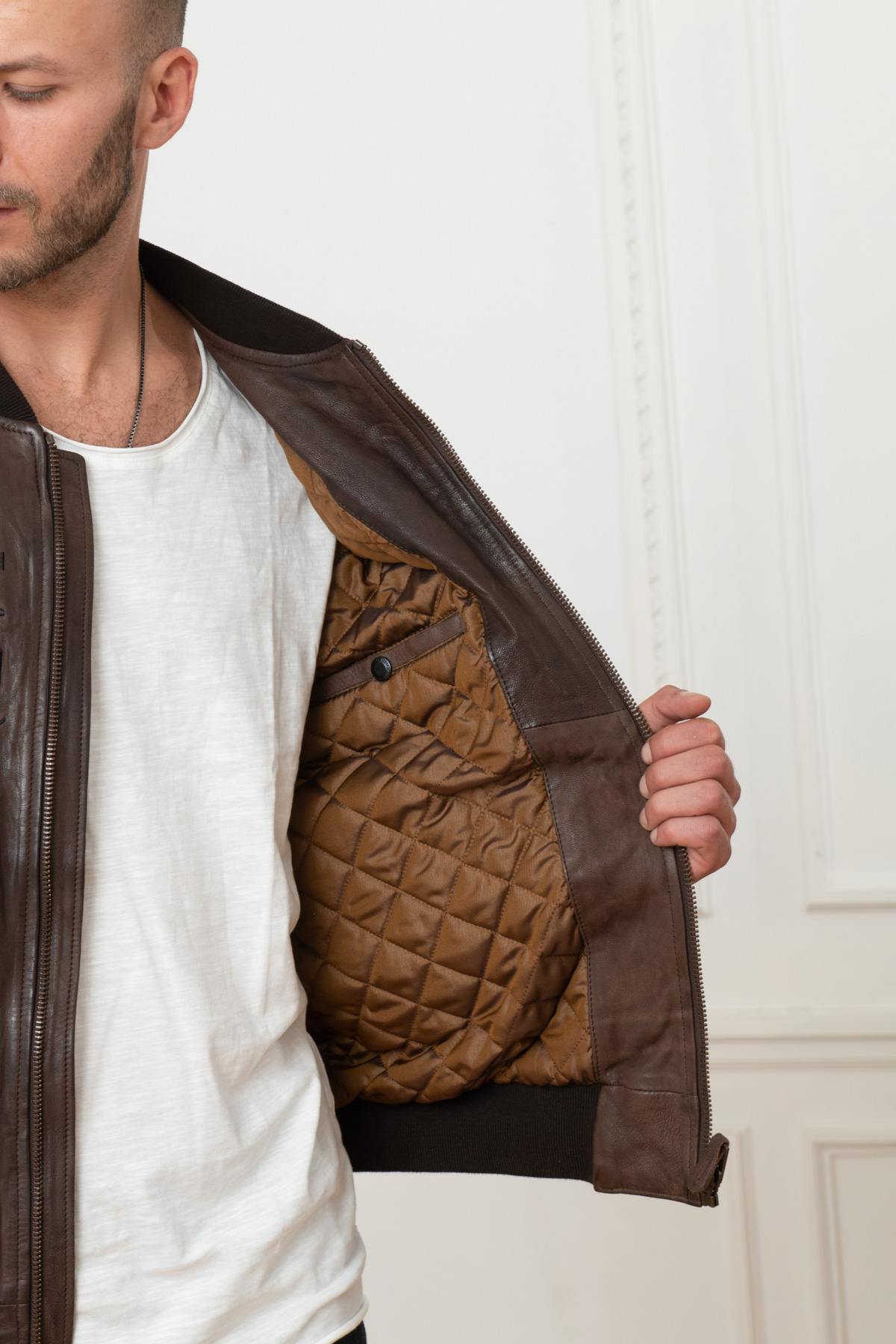 Italian military bomber in genuine leather - Image n°6