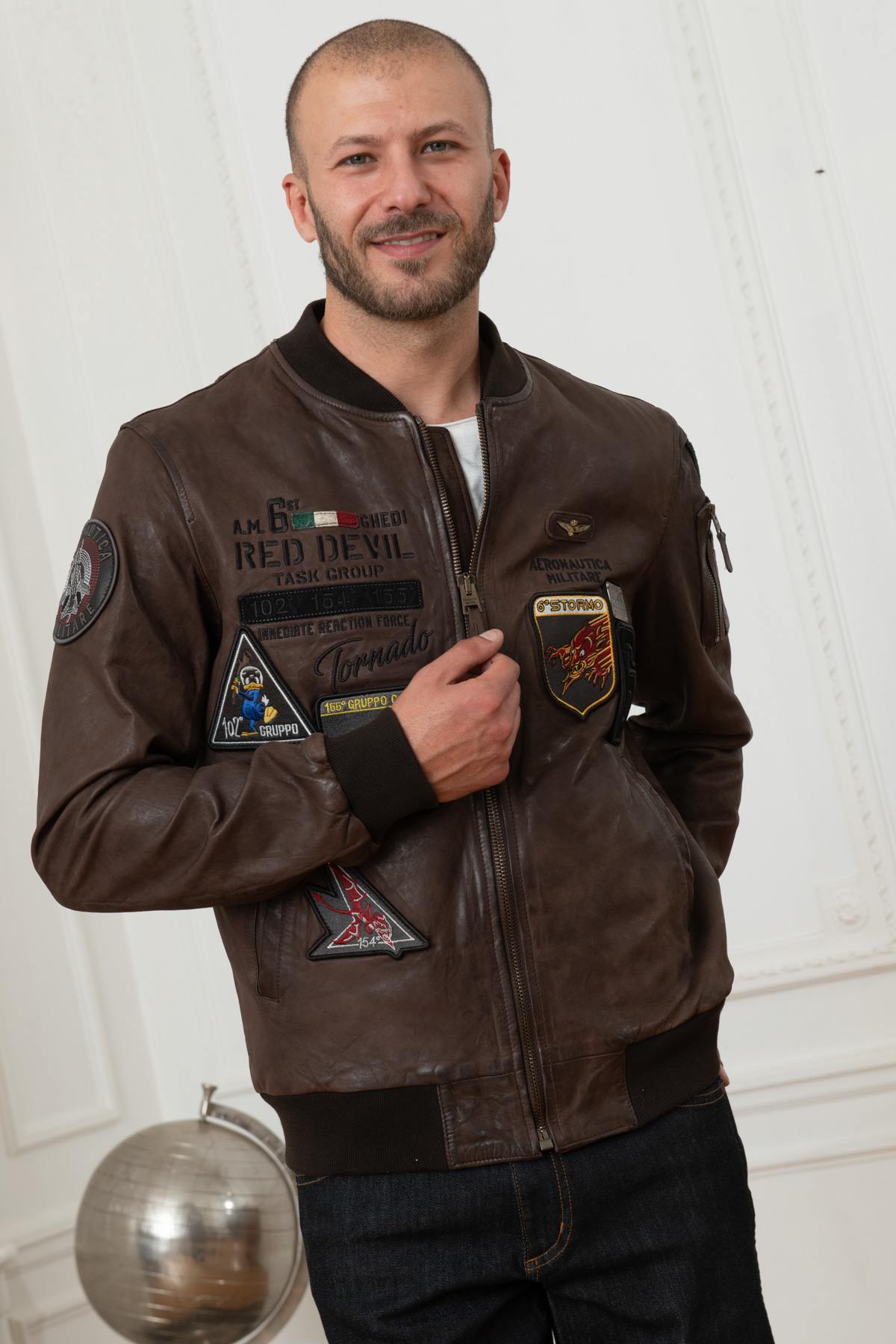 Italian military bomber in genuine leather - Image n°1