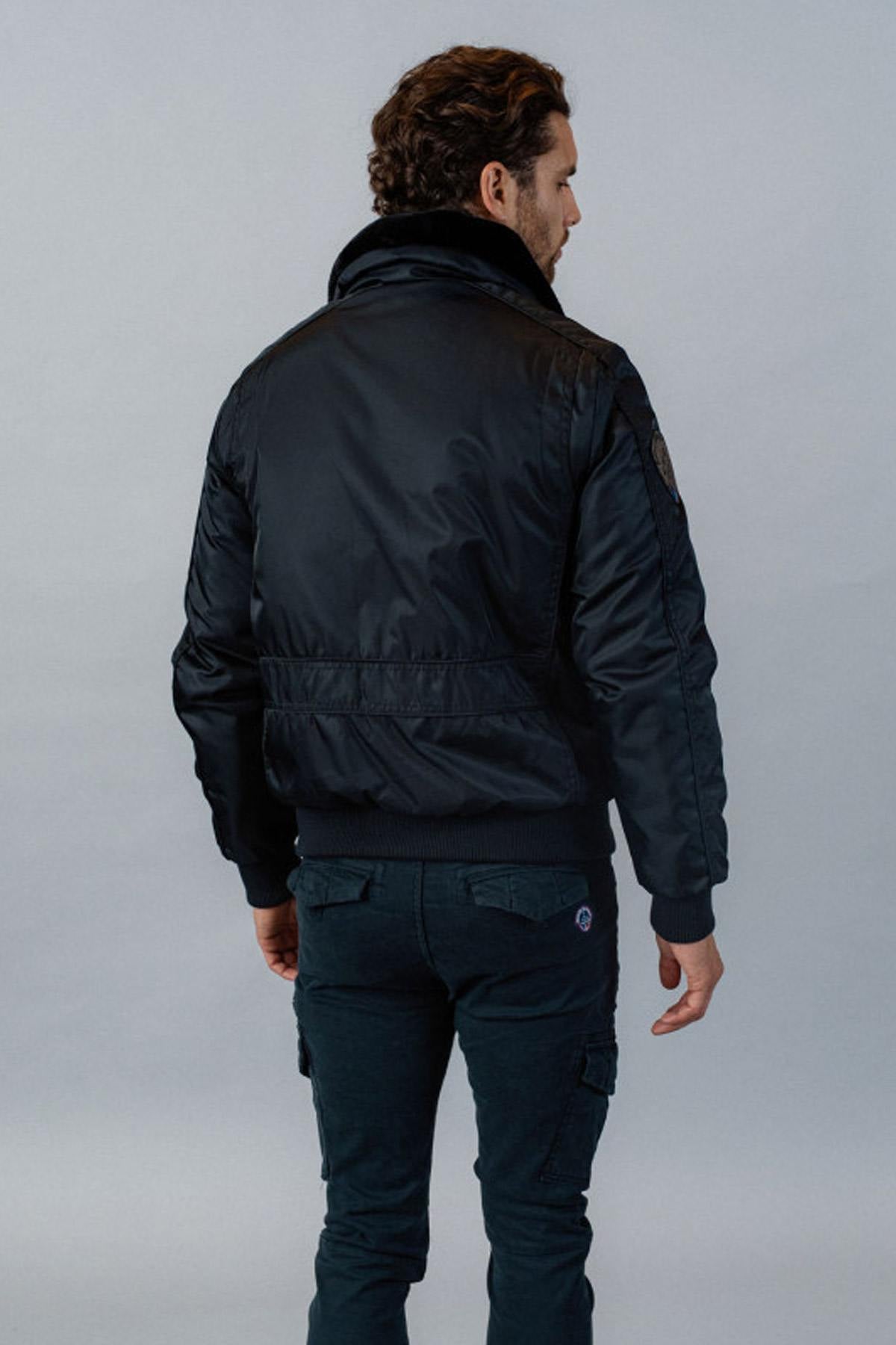 Navy nylon bomber jacket - Image n°6