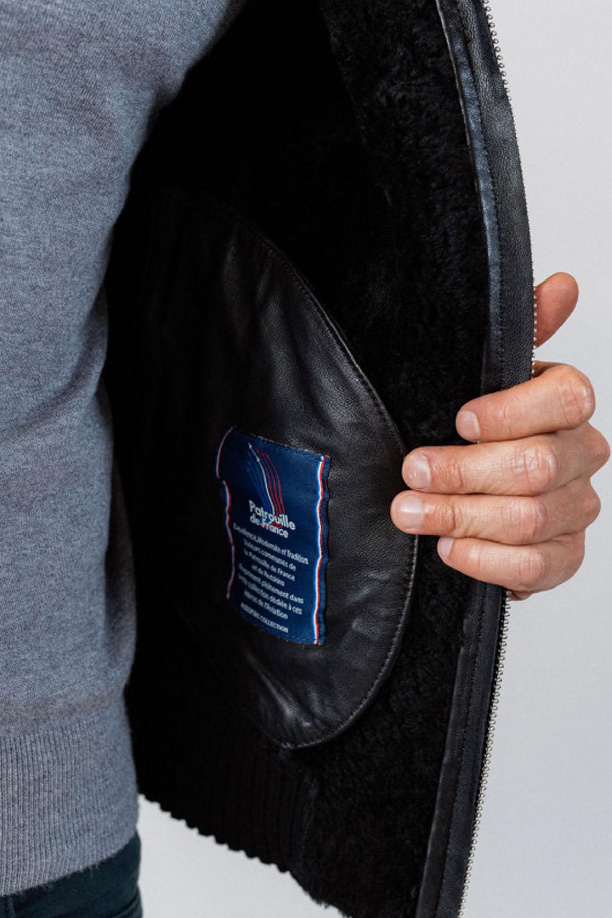 Ultra-soft black bomber in merino lambskin, French Air Force-inspired. - Image n°7