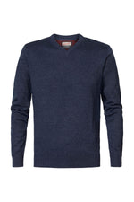 Men's navy blue v-neck sweater - Image n°6