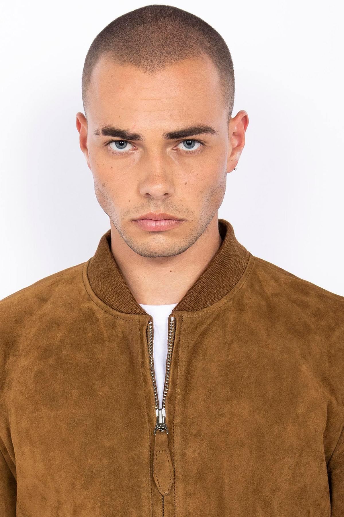 Schott's LC3017 bomber in rust goatskin suede-soft and timeless. - Image n°3