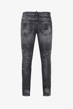 Slim fit black destroyed jeans - Image n°2
