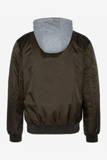 Khaki bomber jacket with removable hood - Image n°3