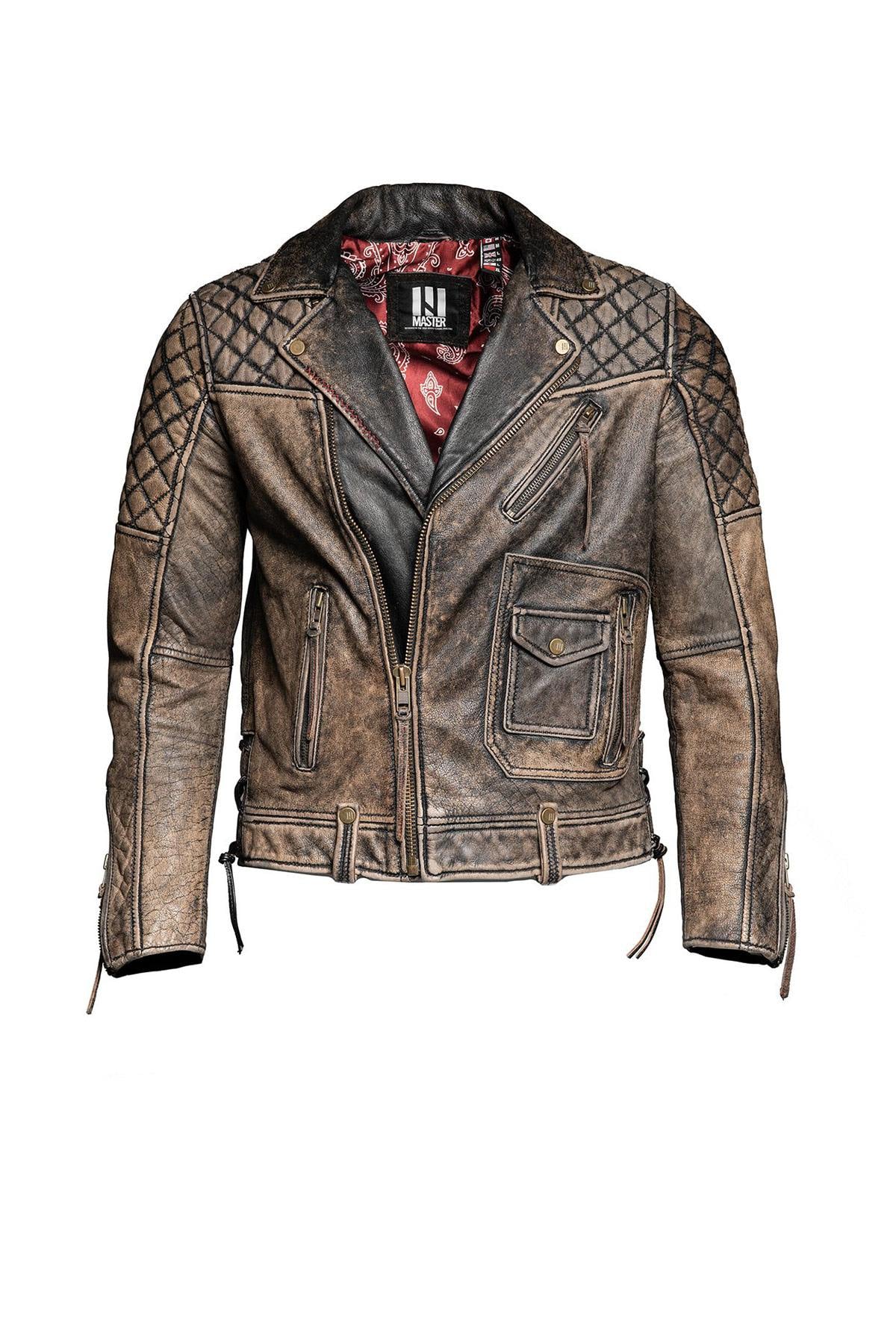 Buffalo leather perfecto with rugged vintage finish. Zips and lacing. - Image n°10