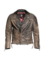 Buffalo leather perfecto with rugged vintage finish. Zips and lacing. - Image n°10