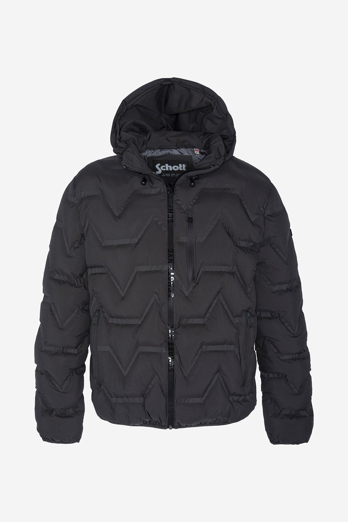 Men's anthracite puffer jacket with waffle effect - Image n°6