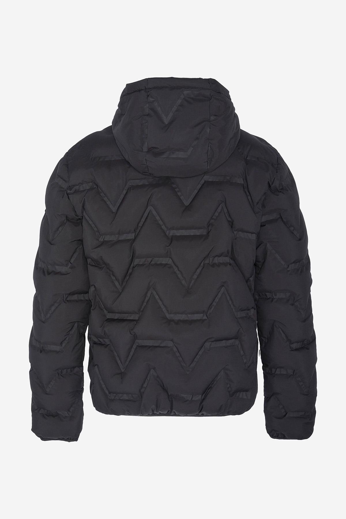Men's anthracite puffer jacket with waffle effect - Image n°7