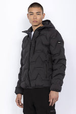 Men's anthracite puffer jacket with waffle effect - Image n°2