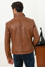 Cognac leather jacket tanned without chemical materials - Image n°7