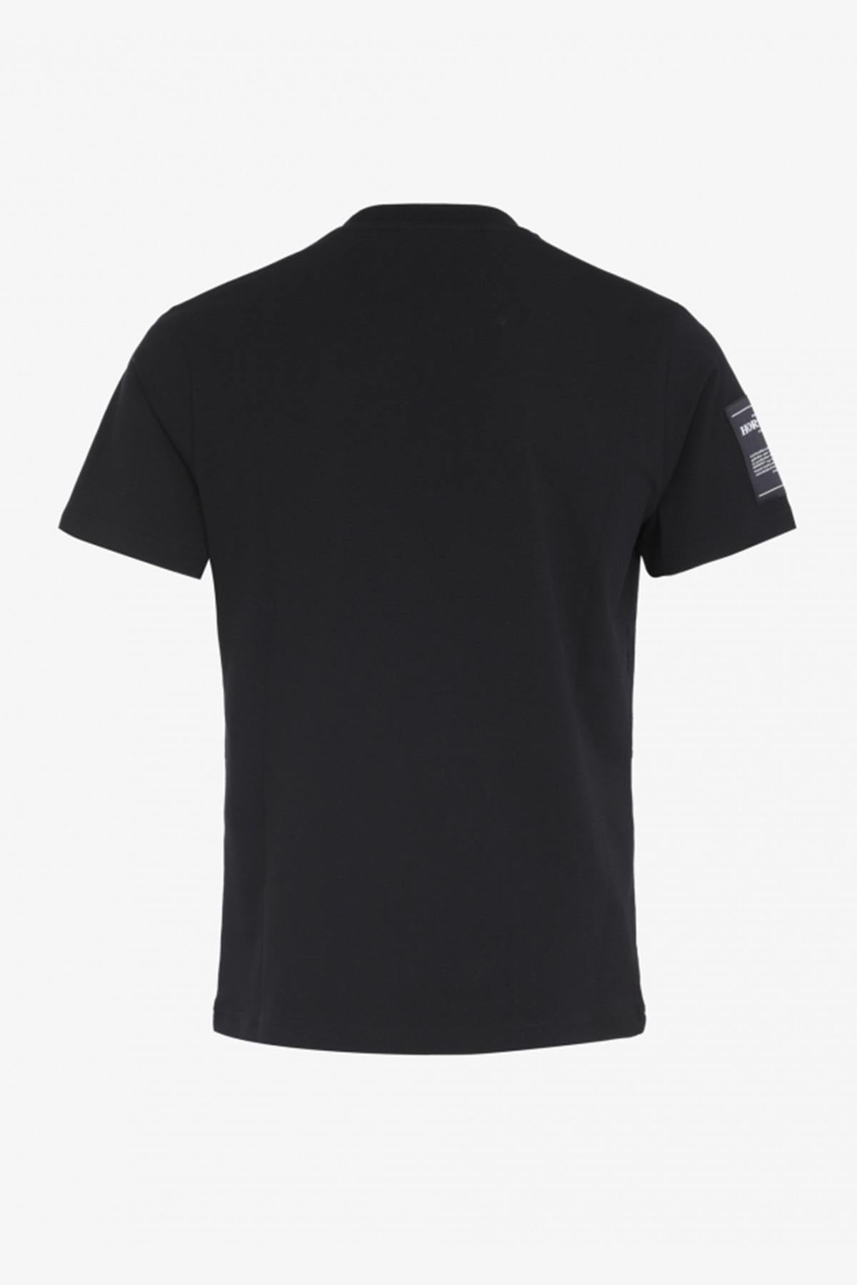 Black t-shirt with khaki chest pocket - Image n°2