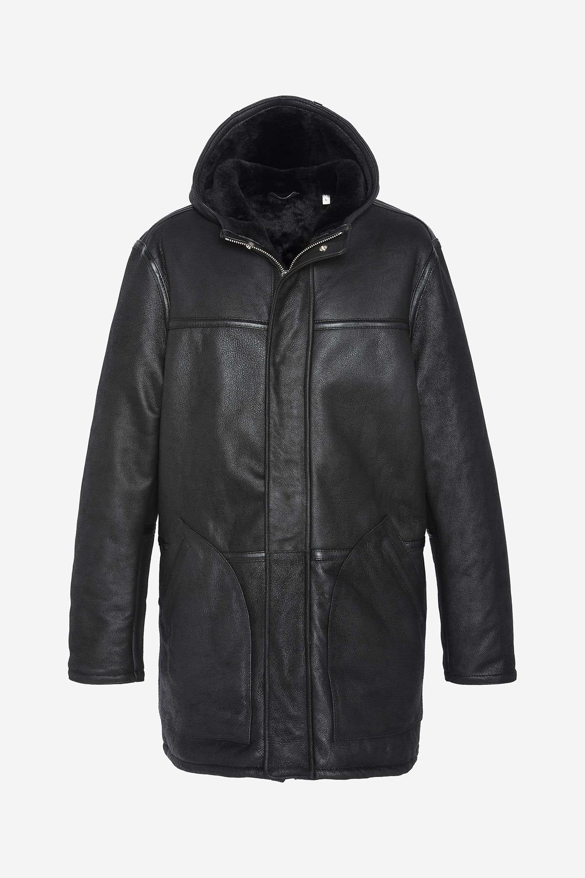 Schott's black shearling coat: aviator warmth for winter's chill. - Image n°8