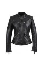 Black slimfit rock-style leather jacket - Image n°6