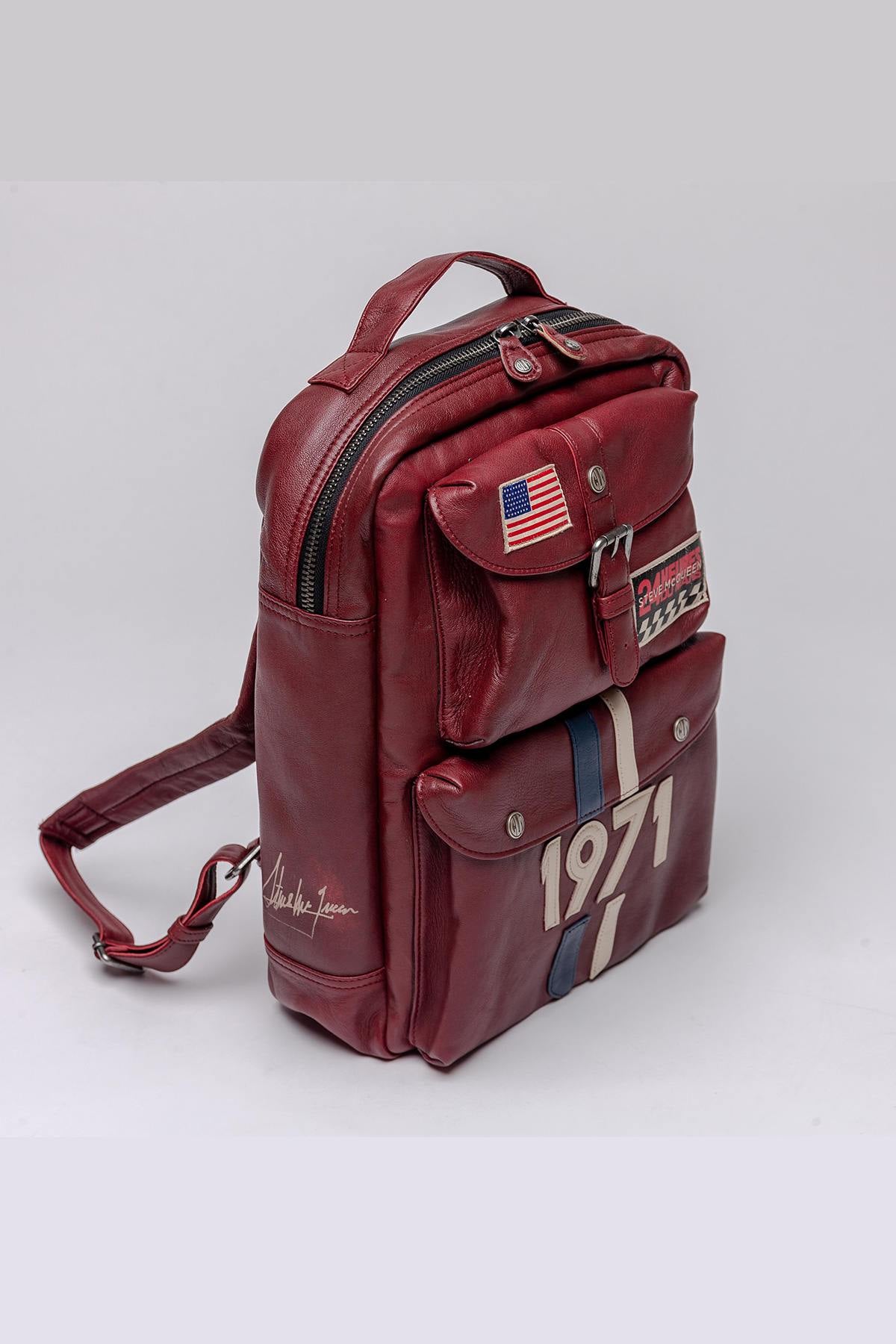 McQueen signature red sheepskin leather backpack - Image n°5