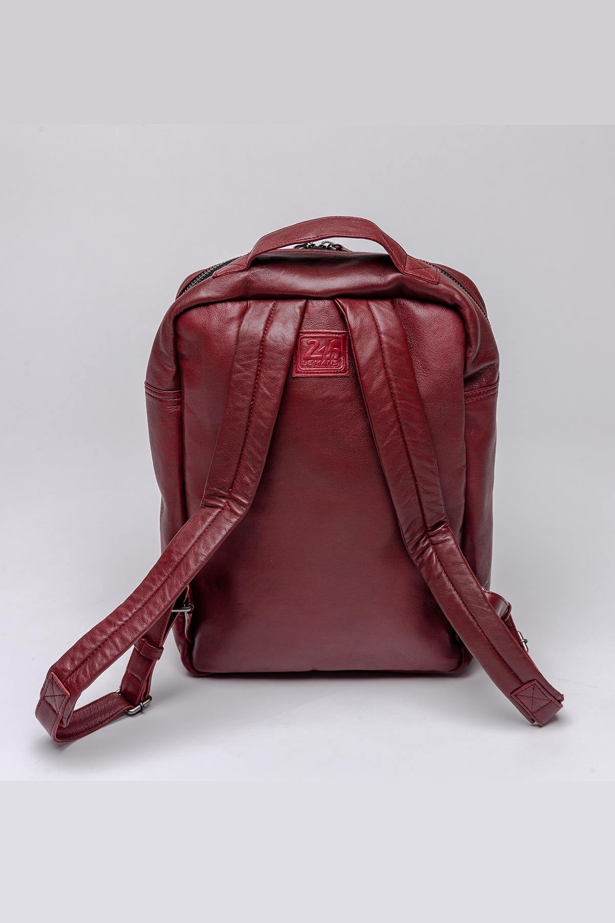 McQueen signature red sheepskin leather backpack - Image n°3