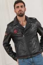 Black genuine leather biker Biker Jacket - Image n°7