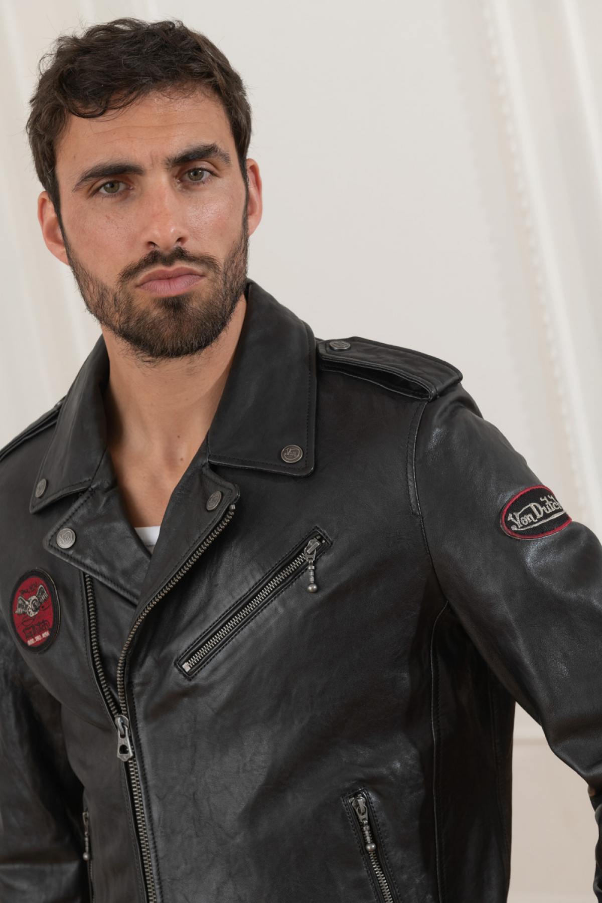 Black genuine leather biker Biker Jacket - Image n°8